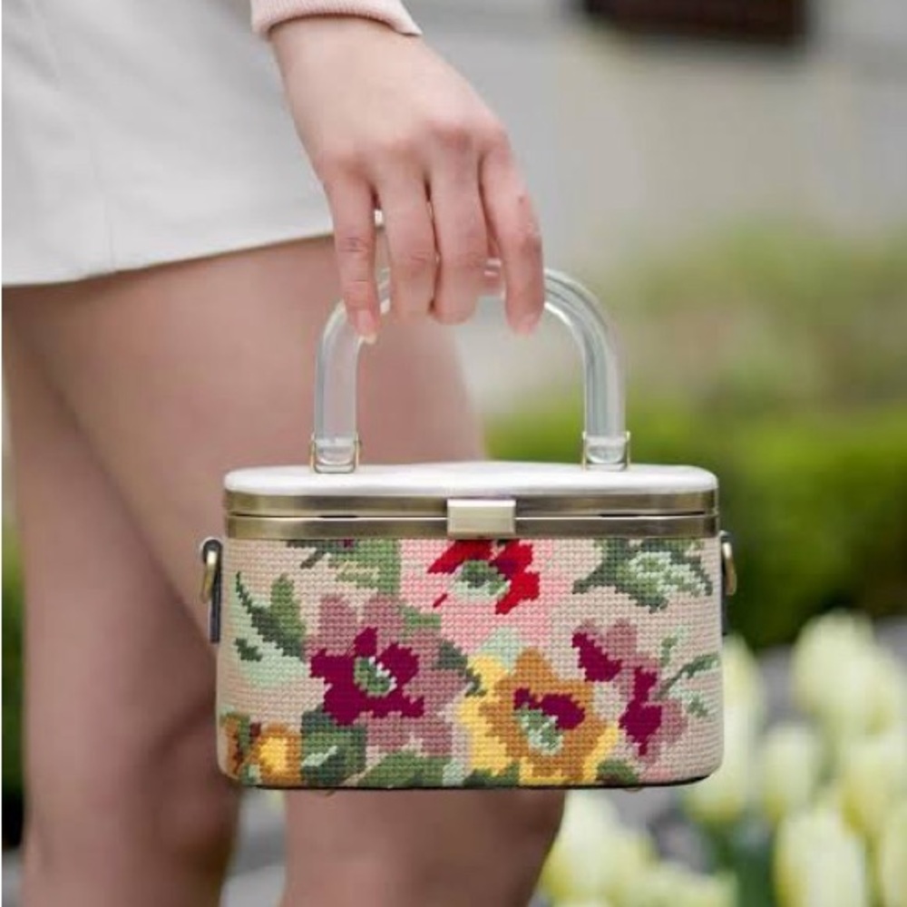 Patricia Nash Limited Needlepoint Multicolor Floral Crossbody Box Bag - Picture 6 of 6